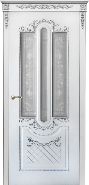 Межкомнатная дверь Орлеан ДО Эмаль белая патина серебро